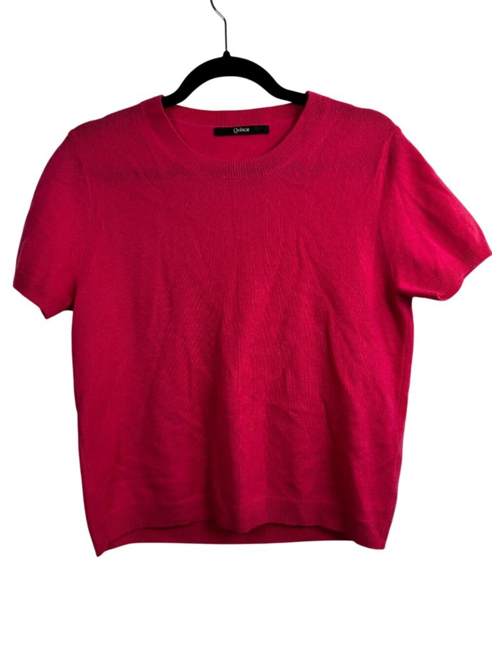 Quince Women 100% Cashmere Short Sleeve Sweater Pink Size Large Cozy Lightweight